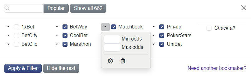 Lista personale di bookmaker