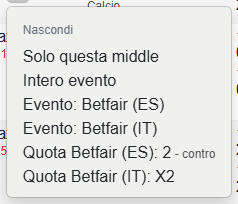 Opzioni di Nascondimento per le Middle