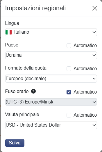 Impostazioni regionali